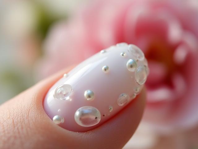 Sheer natural gel with pearl accents