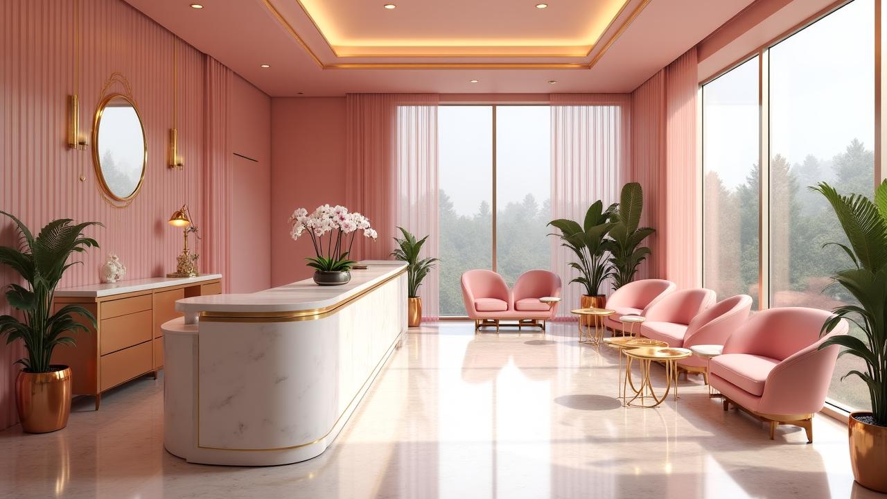 The elegant and welcoming reception area of Gear & Glam Nails in San Francisco