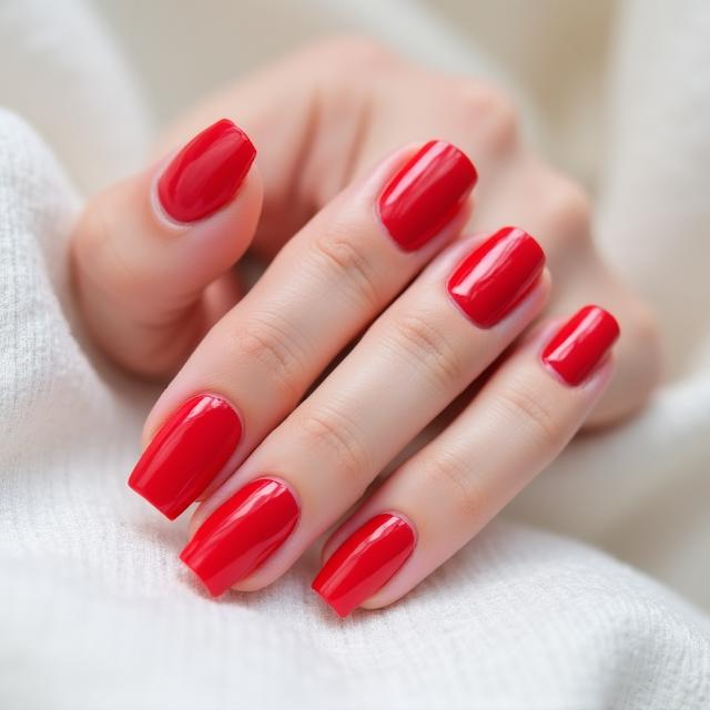 Classic red gel manicure