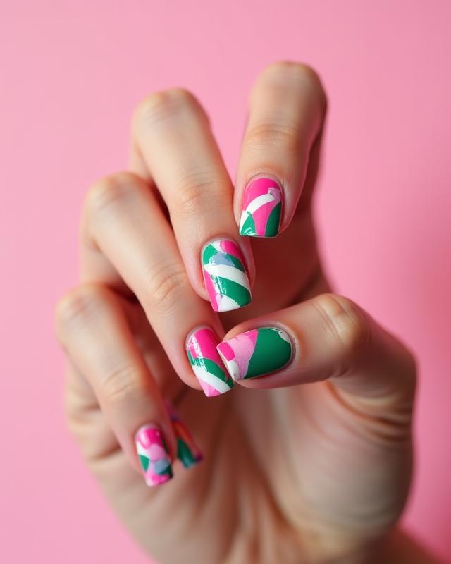 Abstract gel nail art