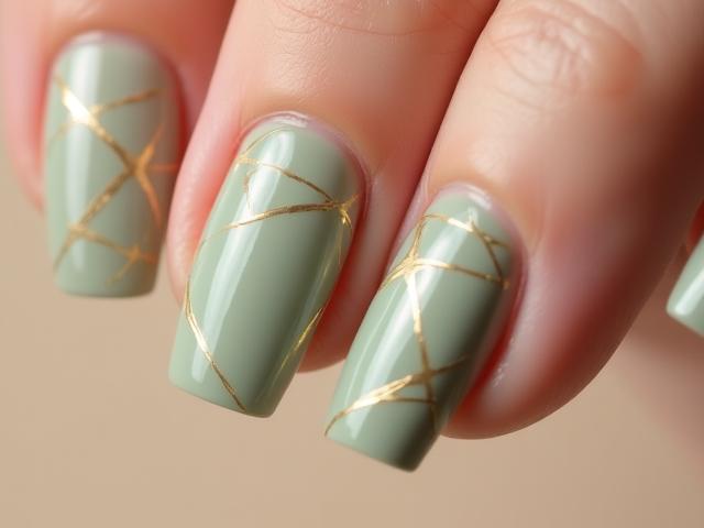 Subtle abstract nail art in neutral tones